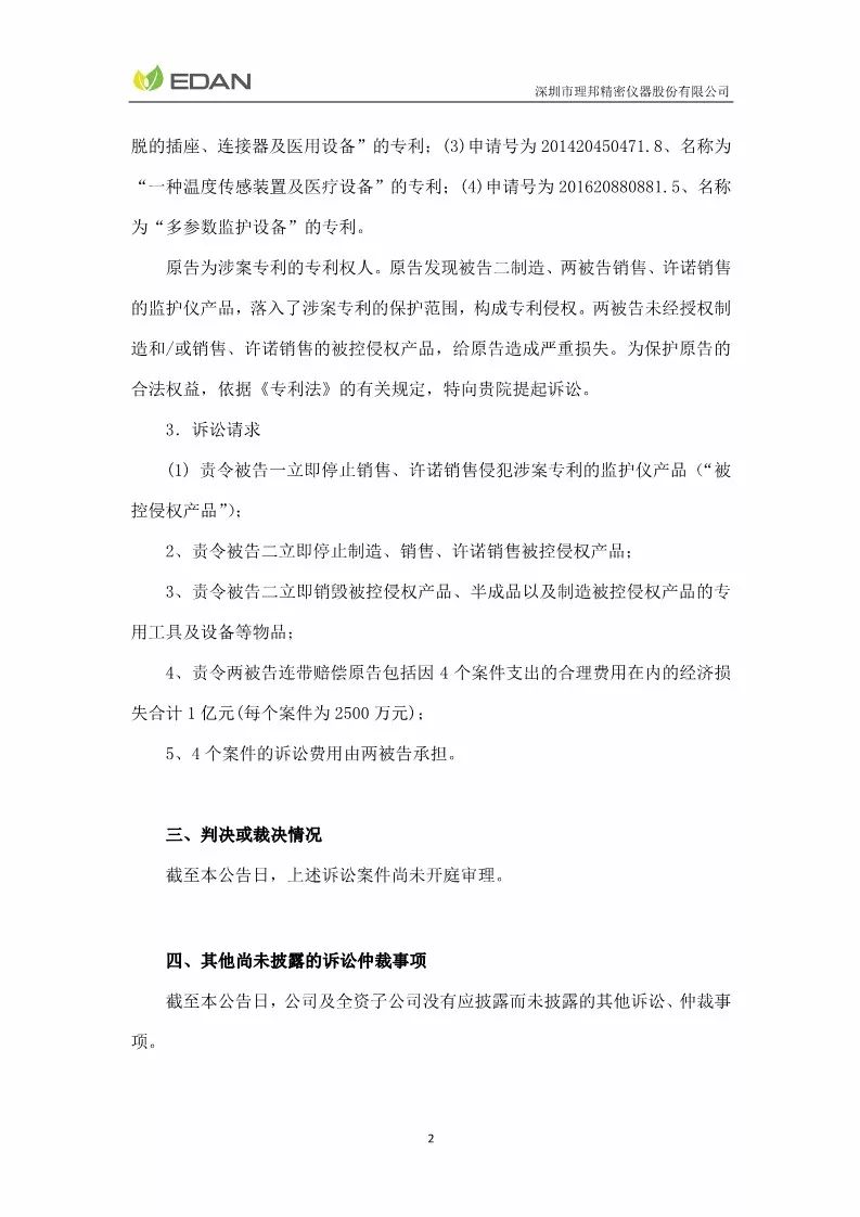 索賠1億元！打響專(zhuān)利戰(zhàn)！理邦儀器起訴邁瑞生物（訴訟公告全文）