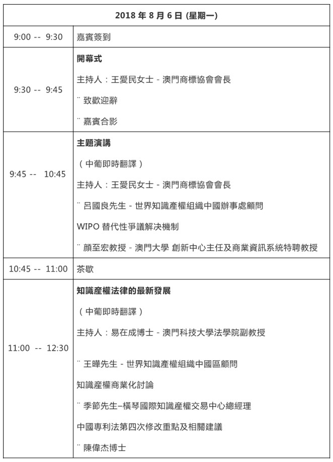 澳門國(guó)際知識(shí)產(chǎn)權(quán)研討會(huì)2018--知識(shí)產(chǎn)權(quán)商業(yè)化