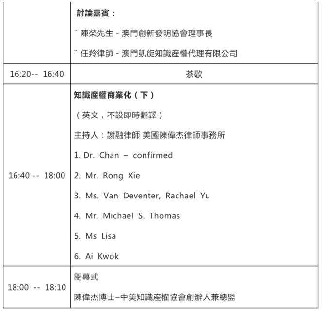 澳門國(guó)際知識(shí)產(chǎn)權(quán)研討會(huì)2018--知識(shí)產(chǎn)權(quán)商業(yè)化
