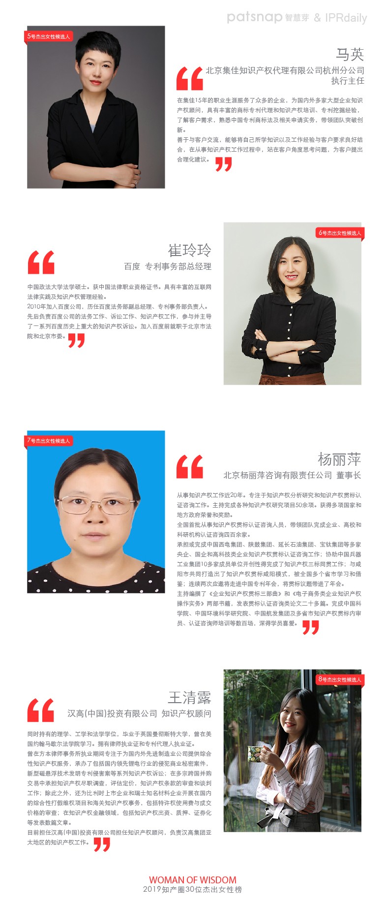 名單公布！“她智慧” 2019 知產(chǎn)圈杰出女性44人初選（投票）