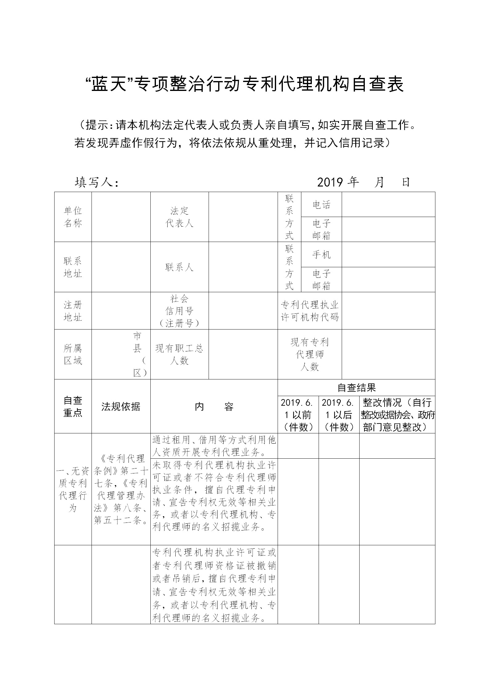 江蘇專利代理人協(xié)會(huì)為“藍(lán)天”專項(xiàng)整治行動(dòng)，開展自查自糾工作