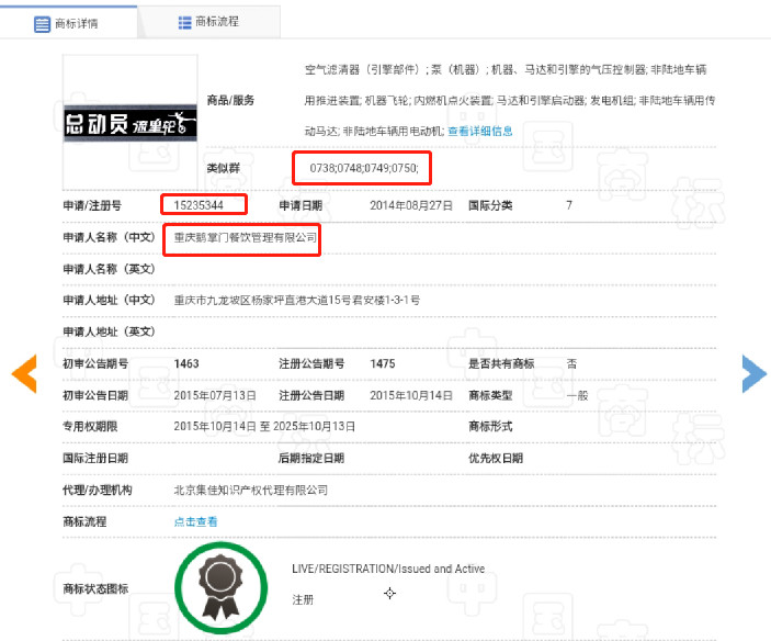 80元起拍5.608萬成交！買家爭搶重慶鵝掌門餐飲商標