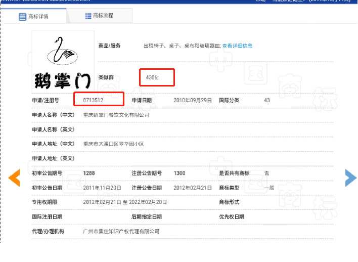 80元起拍5.608萬成交！買家爭搶重慶鵝掌門餐飲商標