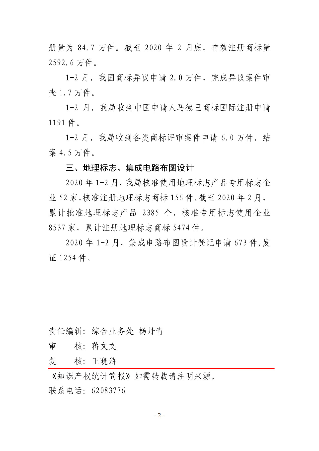 剛剛！國(guó)知局公布2020年1-2月專利、商標(biāo)、地理標(biāo)志等統(tǒng)計(jì)數(shù)據(jù)