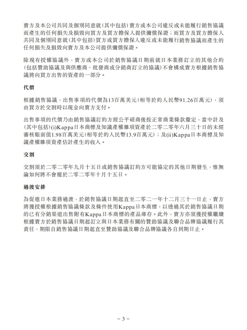 1300萬美元！中國動(dòng)向附屬擬出售Kappa日本商標(biāo)及知識產(chǎn)權(quán)雜項(xiàng)資產(chǎn)