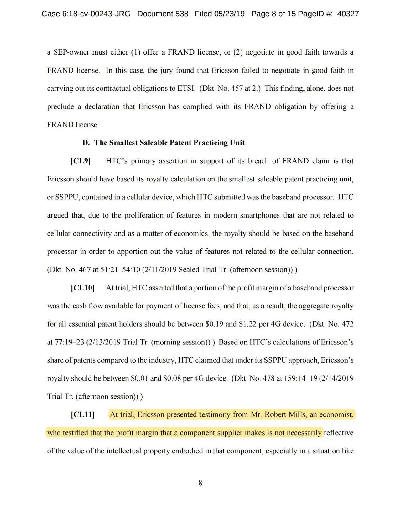美國第五巡回上訴法院二審判決認定愛立信符合FRAND承諾