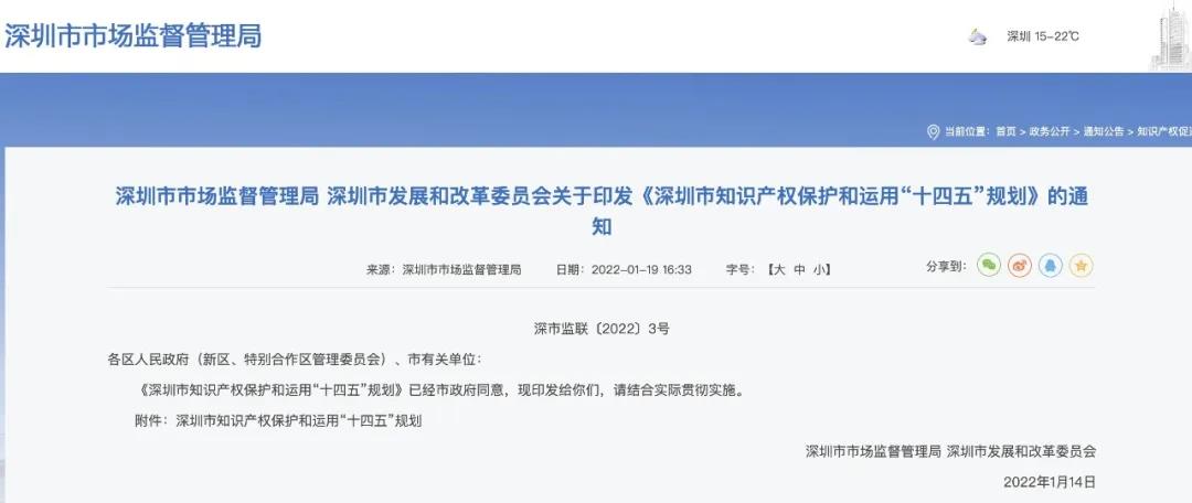 《深圳市知識產(chǎn)權(quán)保護和運用“十四五”規(guī)劃》全文發(fā)布！