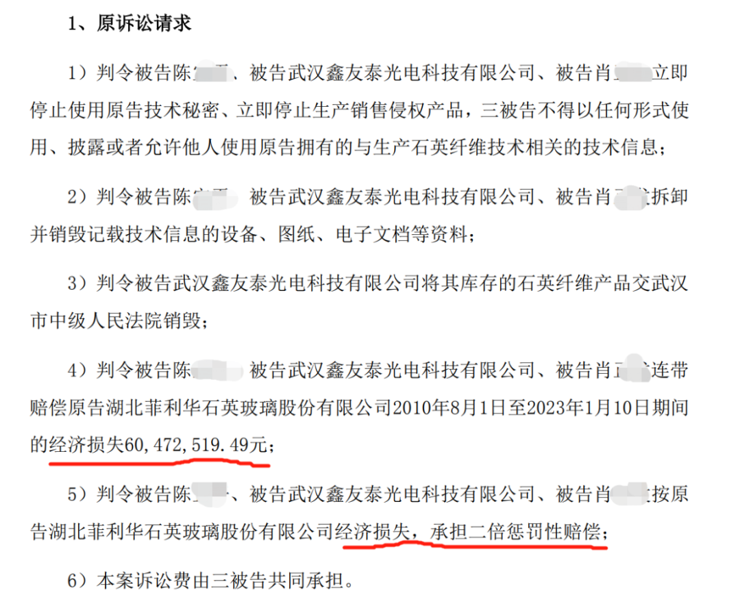 索賠變更為3.6億元，菲利華公司與前員工的技術秘密恩怨情仇
