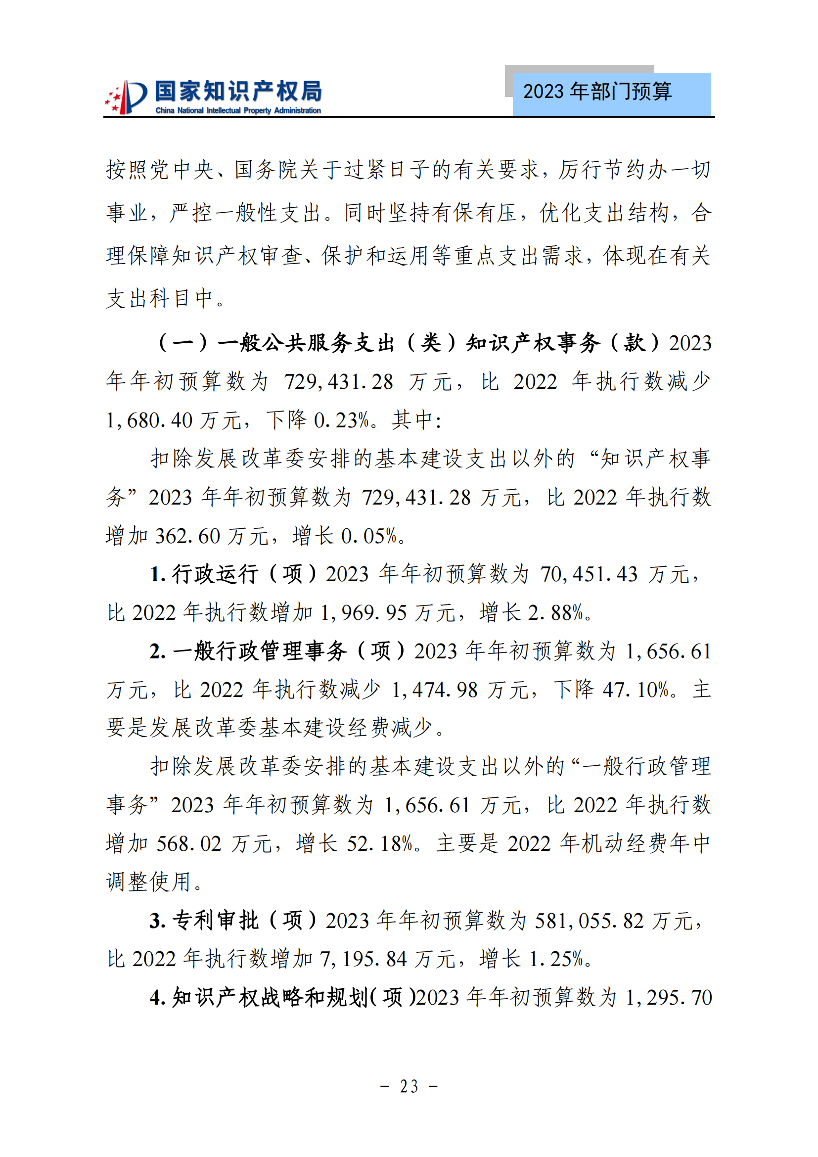 國知局2023年部門預(yù)算：專利審查費(fèi)502735.77萬元，商標(biāo)委托審查費(fèi)52131.10萬元！