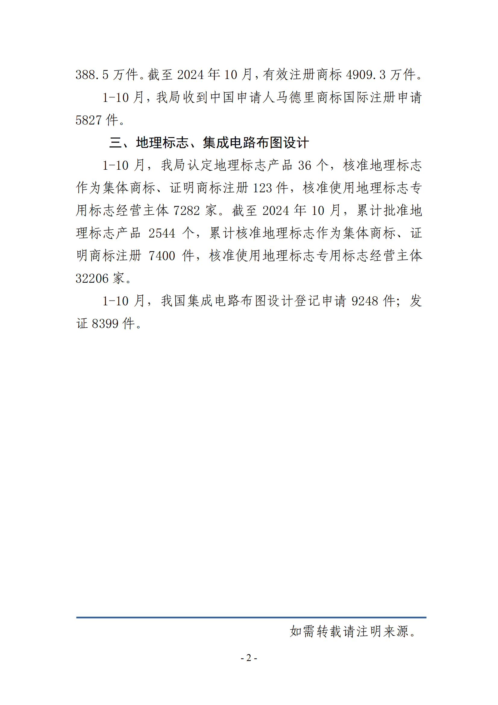 2024年1-10月專利、商標(biāo)、地理標(biāo)志等知識(shí)產(chǎn)權(quán)主要統(tǒng)計(jì)數(shù)據(jù) | 附數(shù)據(jù)詳情