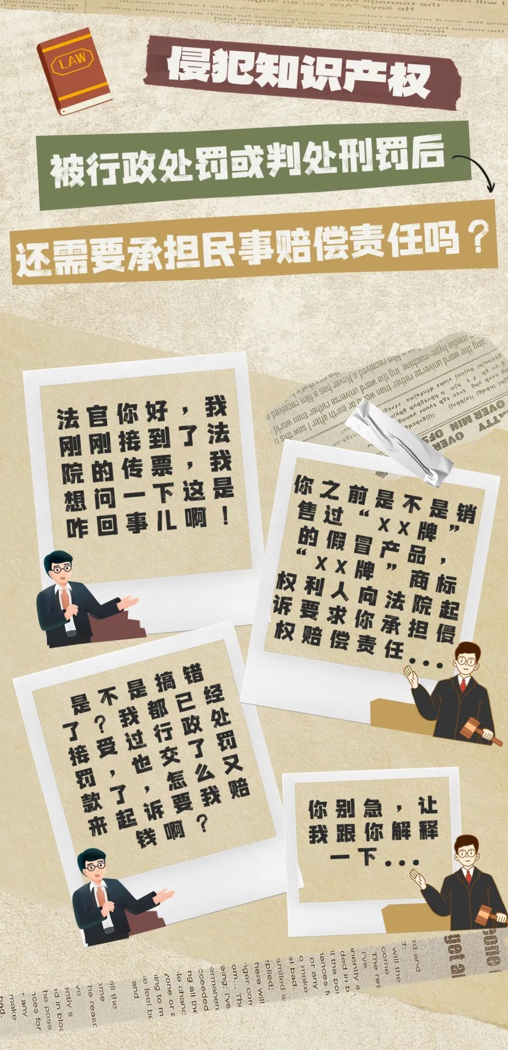 侵犯知識(shí)產(chǎn)權(quán)被行政處罰或判處刑罰后，還需要承擔(dān)民事賠償責(zé)任嗎？